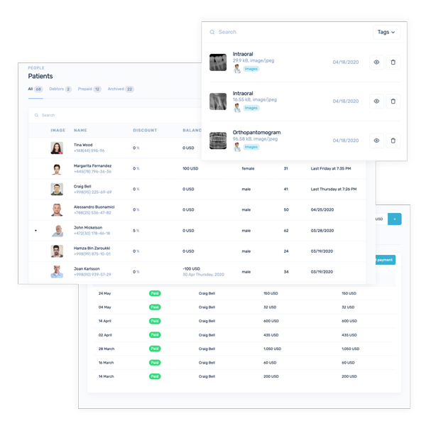 32Desk interface: Patients